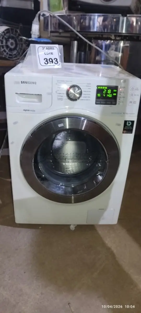 LOTE 393 - 01 LAVADORA 10KG MODELO DIGITAL INVERTER MARCA SAMSUNG. (NO ESTADO) ATENÇÃO! FAZER A VISITAÇÃO ANTES DE ARREMATAR, NÃO SABEMOS SE FUNCIONA, LEILÃO NÃO TEM GARANTIA E NEM DEVOLUÇÃO, SUJEITO A POSSÍVEIS AVARIAS VISÍVEIS/OCULTAS E/OU AUSÊNCIA DE COMPONENTES.