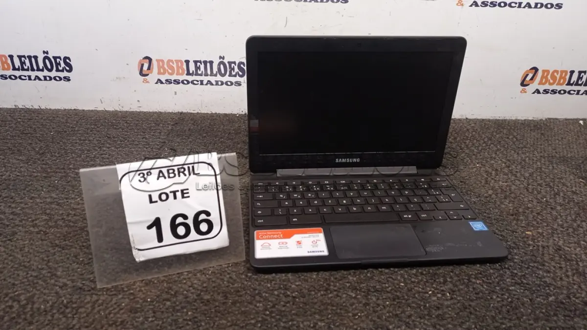 LOTE 166 - 01 CHROMEBOOK 16GB E.MMC MEMORIA 2GB LINHA CONNECT MARCA SAMSUNG SEM FONTE. (NO ESTADO) ATENÇÃO! FAZER A VISITAÇÃO ANTES DE ARREMATAR, NÃO SABEMOS SE FUNCIONA, LEILÃO NÃO TEM GARANTIA E NEM DEVOLUÇÃO, SUJEITO A POSSÍVEIS AVARIAS VISÍVEIS/OCULTAS E/OU AUSÊNCIA DE COMPONENTES.