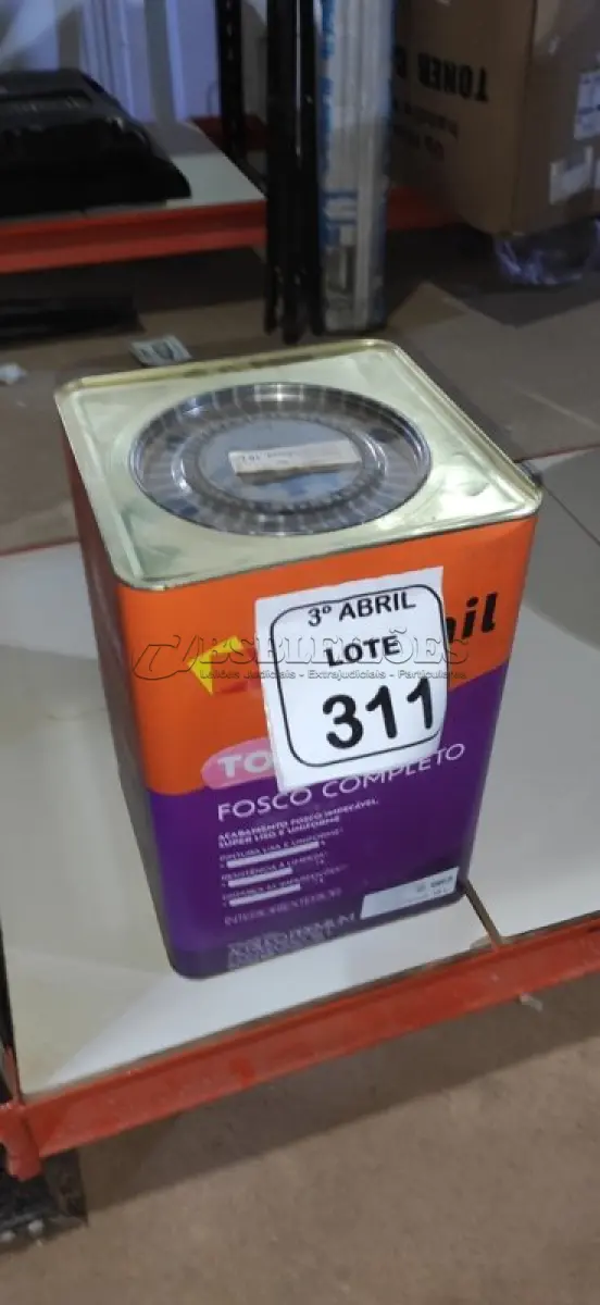 LOTE 311 - 01 BALDE DE TINTA ACRÍLICA INTERIOR DE 18L NA COR FOSCO BRANCO NEVE MARCA SUVINIL. (NO ESTADO) ATENÇÃO! FAZER A VISITAÇÃO ANTES DE ARREMATAR, NÃO SABEMOS SE FUNCIONA. LEILÃO NÃO TEM GARANTIA E NEM DEVOLUÇÃO, SUJEITO A POSSÍVEIS AVARIAS VISÍVEIS/OCULTAS E/OU AUSÊNCIA DE COMPONENTES.