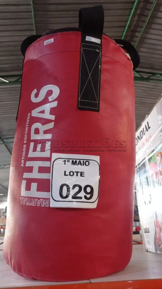 LOTE 029 - 01 SACO DE PANCADAS MARCA FHERAS. (NO ESTADO) ATENÇÃO! FAZER A VISITAÇÃO ANTES DE ARREMATAR, NÃO SABEMOS SE FUNCIONA, LEILÃO NÃO TEM GARANTIA E NEM DEVOLUÇÃO, SUJEITO A POSSÍVEIS AVARIAS VISÍVEIS/OCULTAS E/OU AUSÊNCIA DE COMPONENTES.