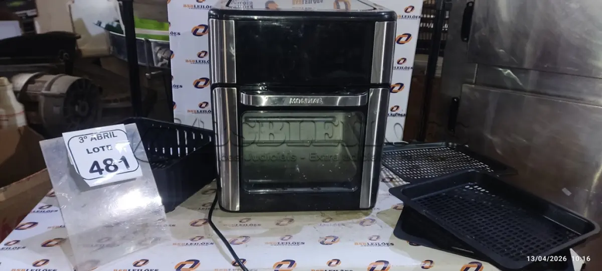 LOTE 481 - 01 AIR FYER ESTILO FORNO MARCA MONDIAL. (NO ESTADO) ATENÇÃO! FAZER A VISITAÇÃO ANTES DE ARREMATAR, NÃO SABEMOS SE FUNCIONA, LEILÃO NÃO TEM GARANTIA E NEM DEVOLUÇÃO, SUJEITO A POSSÍVEIS AVARIAS VISÍVEIS/OCULTAS E/OU AUSÊNCIA DE COMPONENTES.
