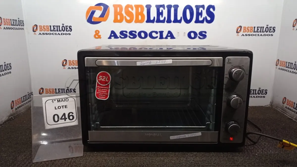 LOTE 046 - 01 FORNO ELÉTRICO MODELO GRAND FAMILY II 52L MARCA MONDIAL. (NO ESTADO) ATENÇÃO! FAZER A VISITAÇÃO ANTES DE ARREMATAR, NÃO SABEMOS SE FUNCIONA, LEILÃO NÃO TEM GARANTIA E NEM DEVOLUÇÃO, SUJEITO A POSSÍVEIS AVARIAS VISÍVEIS/OCULTAS E/OU AUSÊNCIA DE COMPONENTES.