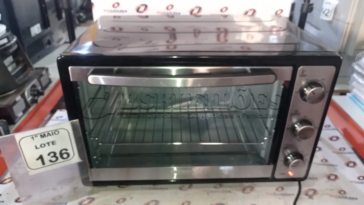 LOTE 136 - 01 FORNO ELÉTRICO MODELO GRAND FAMILY II 52L MARCA MONDIAL. (NO ESTADO) ATENÇÃO! FAZER A VISITAÇÃO ANTES DE ARREMATAR, NÃO SABEMOS SE FUNCIONA, LEILÃO NÃO TEM GARANTIA E NEM DEVOLUÇÃO, SUJEITO A POSSÍVEIS AVARIAS VISÍVEIS/OCULTAS E/OU AUSÊNCIA DE COMPONENTES.