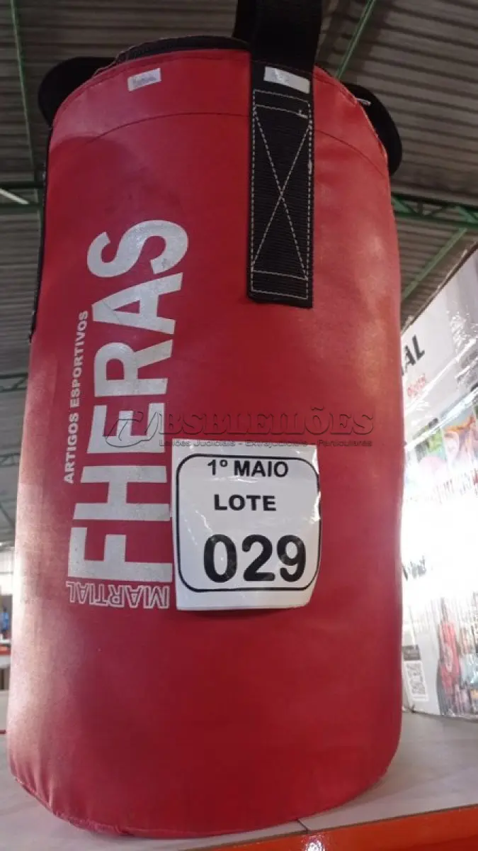 LOTE 029 - 01 SACO DE PANCADAS MARCA FHERAS. (NO ESTADO) ATENÇÃO! FAZER A VISITAÇÃO ANTES DE ARREMATAR, NÃO SABEMOS SE FUNCIONA, LEILÃO NÃO TEM GARANTIA E NEM DEVOLUÇÃO, SUJEITO A POSSÍVEIS AVARIAS VISÍVEIS/OCULTAS E/OU AUSÊNCIA DE COMPONENTES.