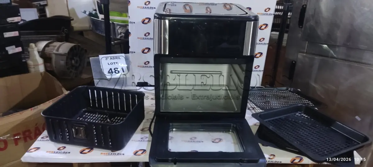 LOTE 481 - 01 AIR FYER ESTILO FORNO MARCA MONDIAL. (NO ESTADO) ATENÇÃO! FAZER A VISITAÇÃO ANTES DE ARREMATAR, NÃO SABEMOS SE FUNCIONA, LEILÃO NÃO TEM GARANTIA E NEM DEVOLUÇÃO, SUJEITO A POSSÍVEIS AVARIAS VISÍVEIS/OCULTAS E/OU AUSÊNCIA DE COMPONENTES.