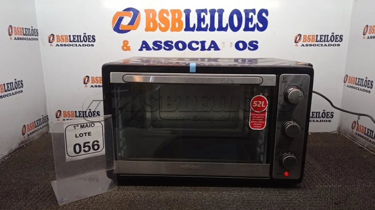 LOTE 056 - 01 FORNO ELÉTRICO MODELO GRAND FAMILY II 52L MARCA MONDIAL. (NO ESTADO) ATENÇÃO! FAZER A VISITAÇÃO ANTES DE ARREMATAR, NÃO SABEMOS SE FUNCIONA, LEILÃO NÃO TEM GARANTIA E NEM DEVOLUÇÃO, SUJEITO A POSSÍVEIS AVARIAS VISÍVEIS/OCULTAS E/OU AUSÊNCIA DE COMPONENTES.