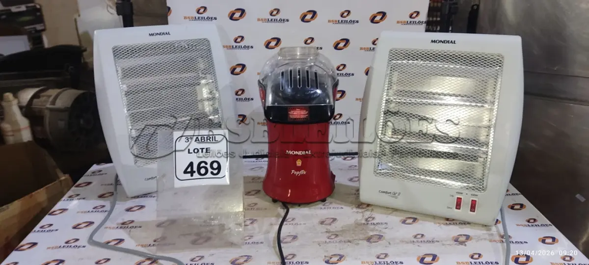 LOTE 469 - 01 PIPOQUEIRA MARCA MONDIAL E 02 AQUECEDORES MARCA MONDIAL. (NO ESTADO) ATENÇÃO! FAZER A VISITAÇÃO ANTES DE ARREMATAR, NÃO SABEMOS SE FUNCIONA, LEILÃO NÃO TEM GARANTIA E NEM DEVOLUÇÃO, SUJEITO A POSSÍVEIS AVARIAS VISÍVEIS/OCULTAS E/OU AUSÊNCIA DE COMPONENTES.