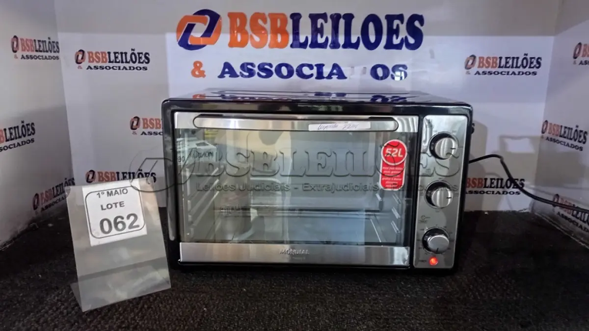 LOTE 062 - 01 FORNO ELÉTRICO MODELO GRAND FAMILY II 52L MARCA MONDIAL. (NO ESTADO) ATENÇÃO! FAZER A VISITAÇÃO ANTES DE ARREMATAR, NÃO SABEMOS SE FUNCIONA, LEILÃO NÃO TEM GARANTIA E NEM DEVOLUÇÃO, SUJEITO A POSSÍVEIS AVARIAS VISÍVEIS/OCULTAS E/OU AUSÊNCIA DE COMPONENTES.