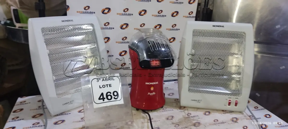 LOTE 469 - 01 PIPOQUEIRA MARCA MONDIAL E 02 AQUECEDORES MARCA MONDIAL. (NO ESTADO) ATENÇÃO! FAZER A VISITAÇÃO ANTES DE ARREMATAR, NÃO SABEMOS SE FUNCIONA, LEILÃO NÃO TEM GARANTIA E NEM DEVOLUÇÃO, SUJEITO A POSSÍVEIS AVARIAS VISÍVEIS/OCULTAS E/OU AUSÊNCIA DE COMPONENTES.
