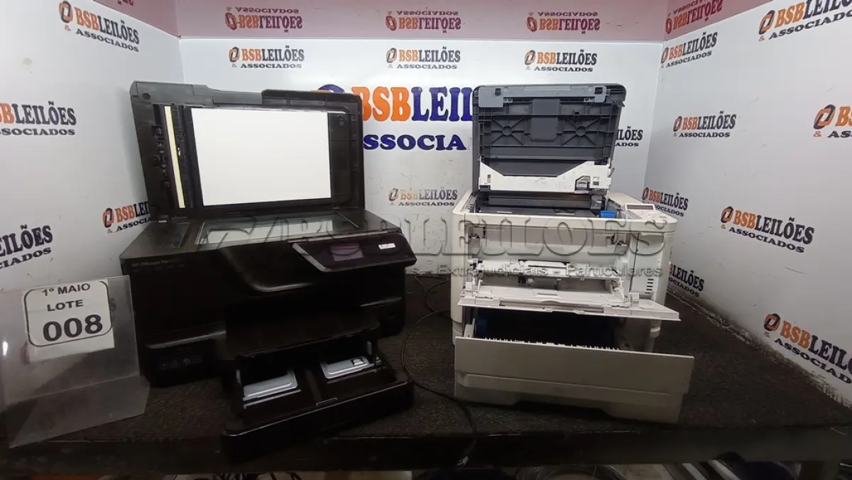 LOTE 008 - 01 IMPRESSORA MULTIFUNCIONAL MODELO OFFICEJET PRO 8600 MARCA HP E 01 IMPRESSORA MODELO ES5112 MARCA OKI. (NO ESTADO) ATENÇÃO! FAZER A VISITAÇÃO ANTES DE ARREMATAR, NÃO SABEMOS SE FUNCIONA, LEILÃO NÃO TEM GARANTIA E NEM DEVOLUÇÃO, SUJEITO A POSSÍVEIS AVARIAS VISÍVEIS/OCULTAS E/OU AUSÊNCIA DE COMPONENTES.
