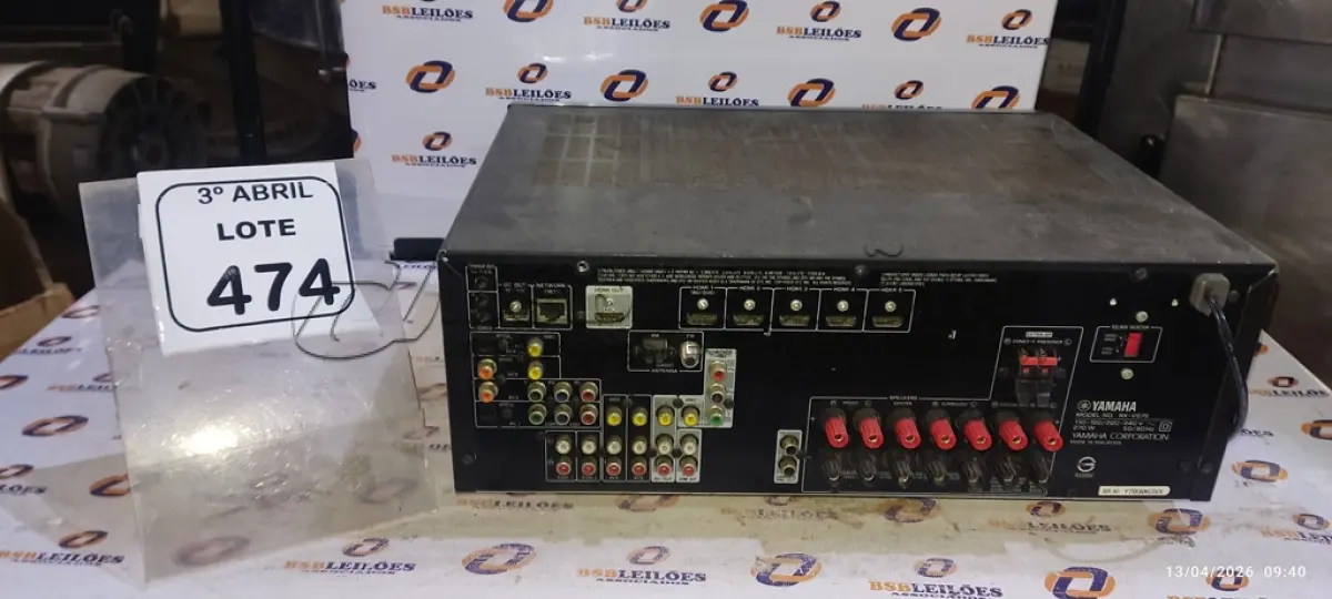 LOTE 474 - 01 RECEIVER MODELO RX-V675 MARCA YAMAHA. (NO ESTADO) ATENÇÃO! FAZER A VISITAÇÃO ANTES DE ARREMATAR, NÃO SABEMOS SE FUNCIONA, LEILÃO NÃO TEM GARANTIA E NEM DEVOLUÇÃO, SUJEITO A POSSÍVEIS AVARIAS VISÍVEIS/OCULTAS E/OU AUSÊNCIA DE COMPONENTES.