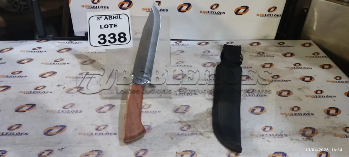 LOTE 338 - 01 FACA PARA CHURRASCO AÇO INOX 39 CM CABO MADEIRA. (NO ESTADO) ATENÇÃO! FAZER A VISITAÇÃO ANTES DE ARREMATAR, NÃO SABEMOS SE FUNCIONA, LEILÃO NÃO TEM GARANTIA E NEM DEVOLUÇÃO, SUJEITO A POSSÍVEIS AVARIAS VISÍVEIS/OCULTAS E/OU AUSÊNCIA DE COMPONENTES.