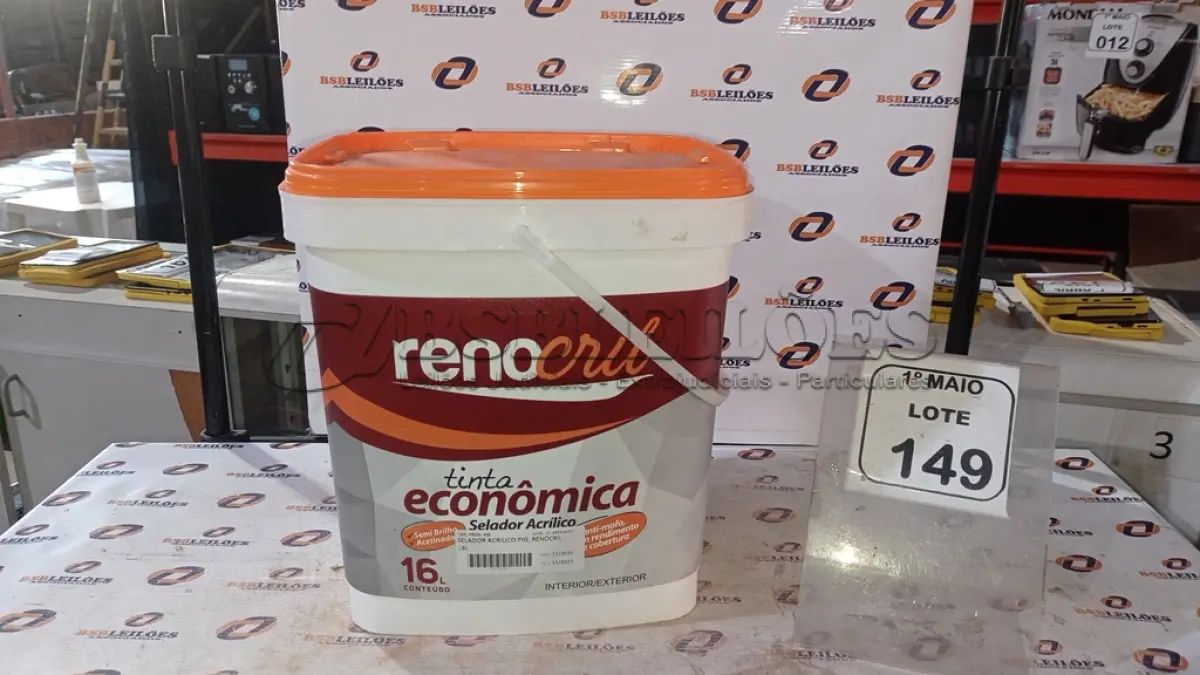 LOTE 149 - 01 BALDE DE SELADOR ACRÍLICO 16L INTERIOR/EXTERIOR MARCA RENOCRIL. (NO ESTADO) ATENÇÃO! FAZER A VISITAÇÃO ANTES DE ARREMATAR, NÃO SABEMOS SE FUNCIONA, LEILÃO NÃO TEM GARANTIA E NEM DEVOLUÇÃO, SUJEITO A POSSÍVEIS AVARIAS VISÍVEIS/OCULTAS E/OU AUSÊNCIA DE COMPONENTES.
