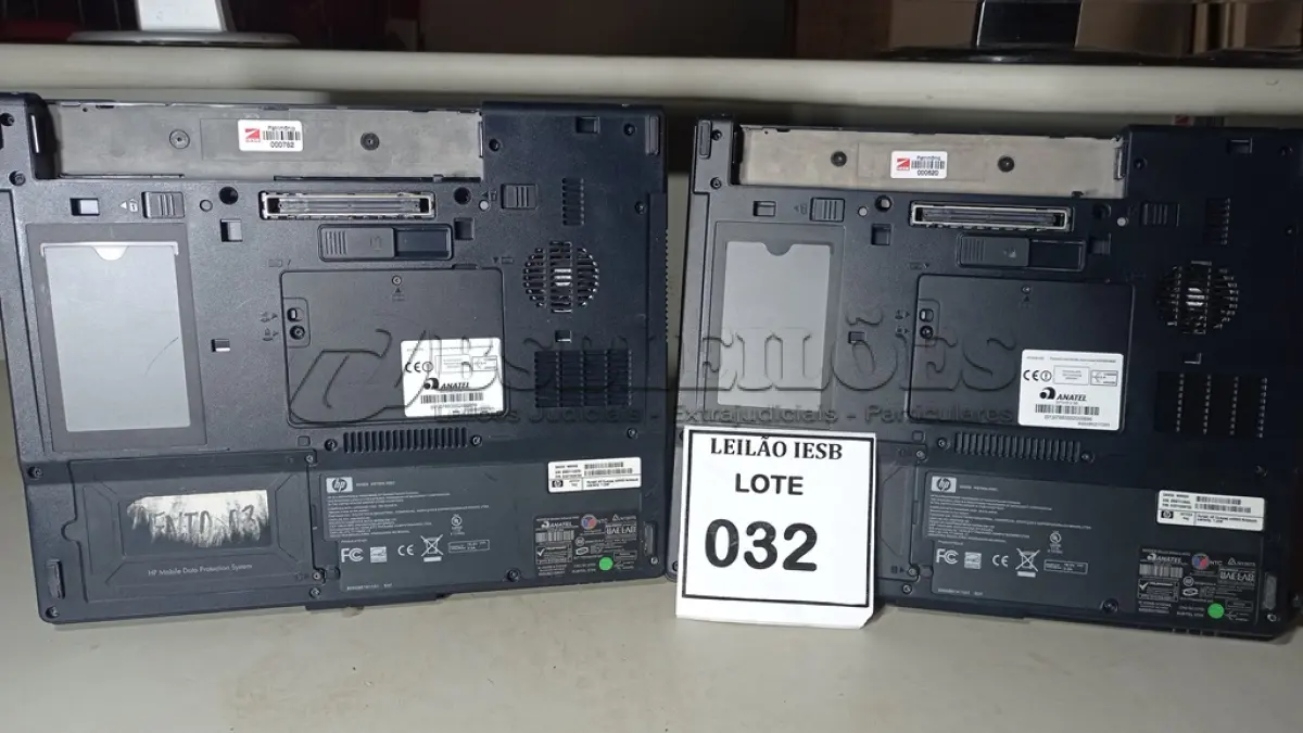 LOTE 032 - 02 NOTEBOOKS HP SEM FONTE. (NO ESTADO) ATENÇÃO! FAZER A VISITAÇÃO ANTES DE ARREMATAR, NÃO SABEMOS SE FUNCIONA, LEILÃO NÃO TEM GARANTIA E NEM DEVOLUÇÃO, SUJEITO A POSSÍVEIS AVARIAS VISÍVEIS/OCULTAS E/OU AUSÊNCIA DE COMPONENTES.