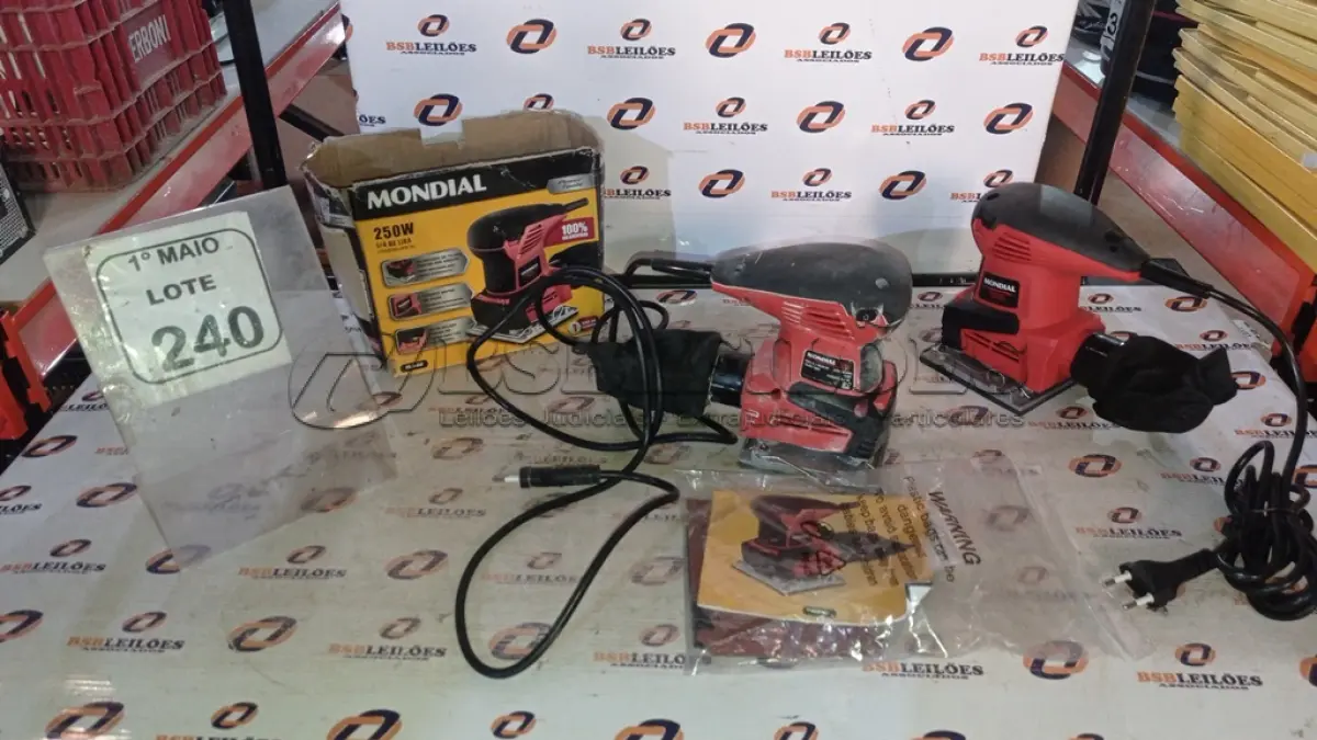 LOTE 240 - 02 LIXADEIRAS ORBITAL 220V MARCA MONDIAL. (NO ESTADO) ATENÇÃO! FAZER A VISITAÇÃO ANTES DE ARREMATAR, NÃO SABEMOS SE FUNCIONA, LEILÃO NÃO TEM GARANTIA E NEM DEVOLUÇÃO, SUJEITO A POSSÍVEIS AVARIAS VISÍVEIS/OCULTAS E/OU AUSÊNCIA DE COMPONENTES.