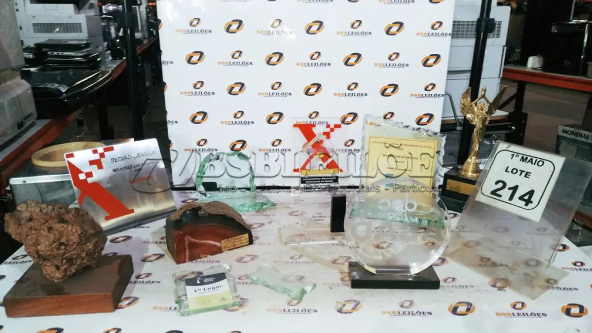 LOTE 214 - 01 LOTE COM VÁRIOS TROFÉUS E PLACAS COMEMORATIVAS. (NO ESTADO) ATENÇÃO! FAZER A VISITAÇÃO ANTES DE ARREMATAR, NÃO SABEMOS SE FUNCIONA, LEILÃO NÃO TEM GARANTIA E NEM DEVOLUÇÃO, SUJEITO A POSSÍVEIS AVARIAS VISÍVEIS/OCULTAS E/OU AUSÊNCIA DE COMPONENTES.