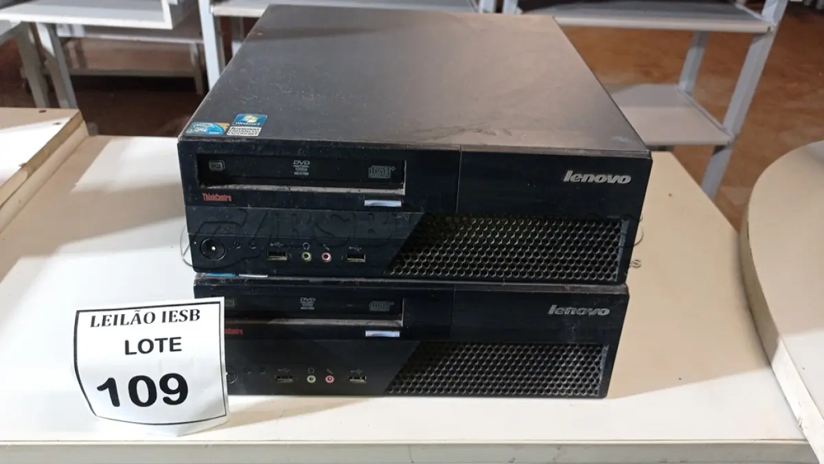 LOTE 109 - 02 CPUS LENOVO. (NO ESTADO) ATENÇÃO! FAZER A VISITAÇÃO ANTES DE ARREMATAR, NÃO SABEMOS SE FUNCIONA, LEILÃO NÃO TEM GARANTIA E NEM DEVOLUÇÃO, SUJEITO A POSSÍVEIS AVARIAS VISÍVEIS/OCULTAS E/OU AUSÊNCIA DE COMPONENTES.