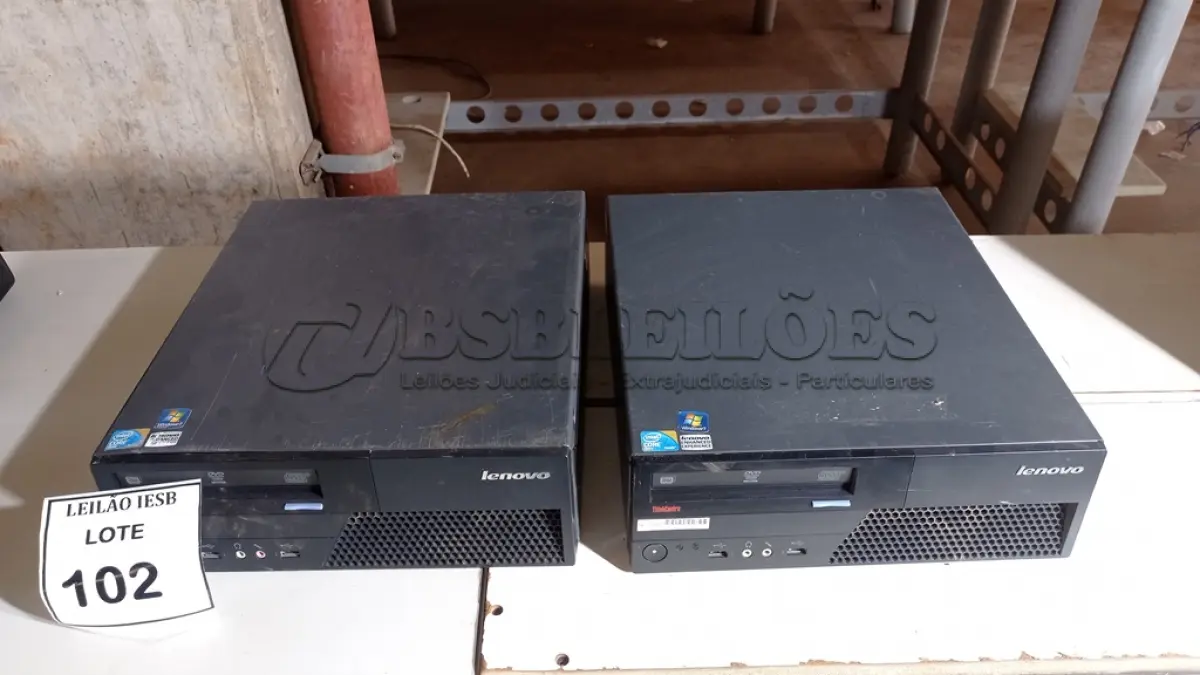 LOTE 102 - 02 CPUS LENOVO. (NO ESTADO) ATENÇÃO! FAZER A VISITAÇÃO ANTES DE ARREMATAR, NÃO SABEMOS SE FUNCIONA, LEILÃO NÃO TEM GARANTIA E NEM DEVOLUÇÃO, SUJEITO A POSSÍVEIS AVARIAS VISÍVEIS/OCULTAS E/OU AUSÊNCIA DE COMPONENTES.