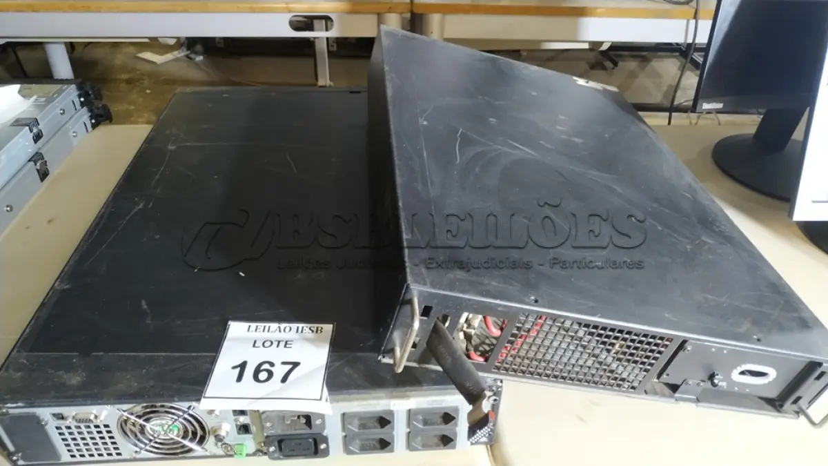 LOTE 167 - 02 NOBREAKS PARA SERVIDORES. (NO ESTADO) ATENÇÃO! FAZER A VISITAÇÃO ANTES DE ARREMATAR, NÃO SABEMOS SE FUNCIONA, LEILÃO NÃO TEM GARANTIA E NEM DEVOLUÇÃO, SUJEITO A POSSÍVEIS AVARIAS VISÍVEIS/OCULTAS E/OU AUSÊNCIA DE COMPONENTES.