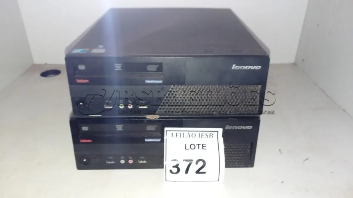 LOTE 372 - 02 CPUS LENOVO. (NO ESTADO) ATENÇÃO! FAZER A VISITAÇÃO ANTES DE ARREMATAR, NÃO SABEMOS SE FUNCIONA, LEILÃO NÃO TEM GARANTIA E NEM DEVOLUÇÃO, SUJEITO A POSSÍVEIS AVARIAS VISÍVEIS/OCULTAS E/OU AUSÊNCIA DE COMPONENTES.