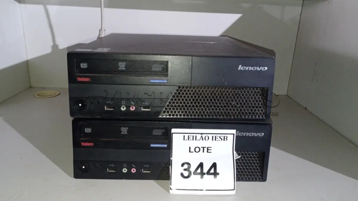 LOTE 344 - 02 CPUS LENOVO. (NO ESTADO) ATENÇÃO! FAZER A VISITAÇÃO ANTES DE ARREMATAR, NÃO SABEMOS SE FUNCIONA, LEILÃO NÃO TEM GARANTIA E NEM DEVOLUÇÃO, SUJEITO A POSSÍVEIS AVARIAS VISÍVEIS/OCULTAS E/OU AUSÊNCIA DE COMPONENTES.