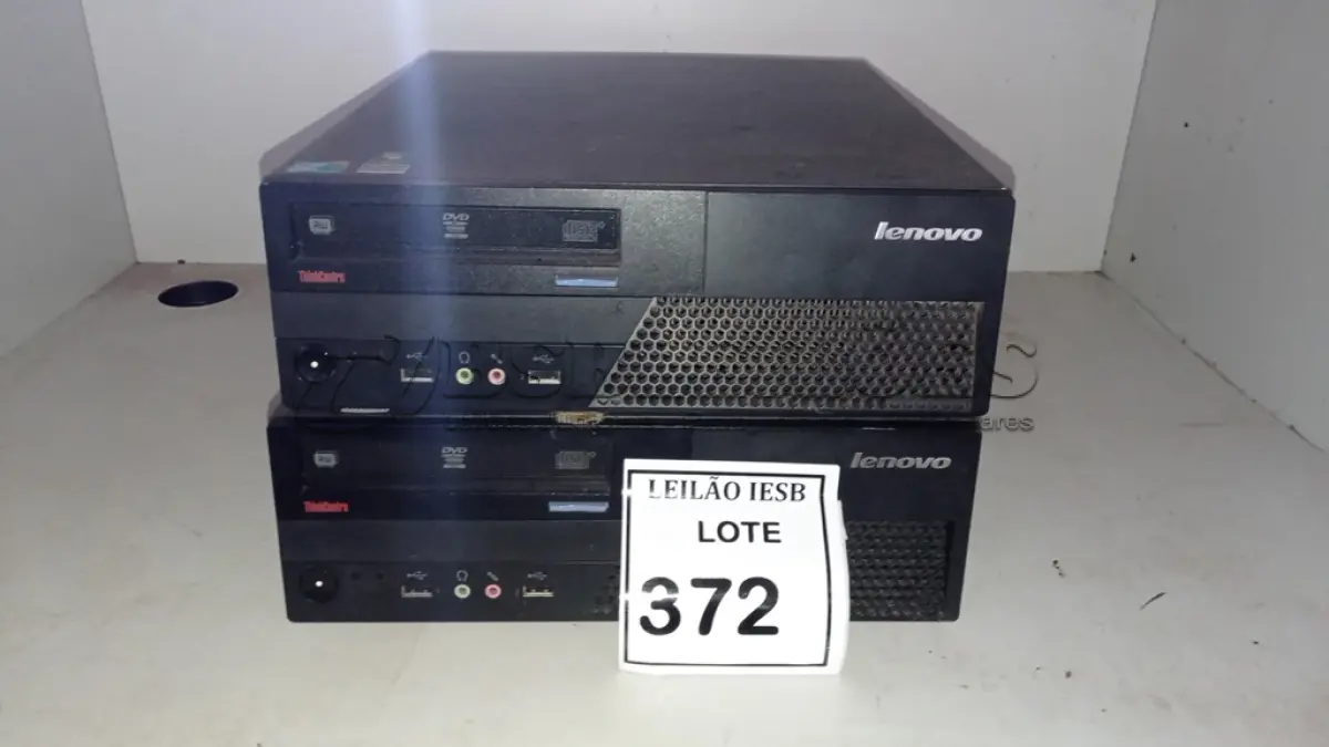 LOTE 372 - 02 CPUS LENOVO. (NO ESTADO) ATENÇÃO! FAZER A VISITAÇÃO ANTES DE ARREMATAR, NÃO SABEMOS SE FUNCIONA, LEILÃO NÃO TEM GARANTIA E NEM DEVOLUÇÃO, SUJEITO A POSSÍVEIS AVARIAS VISÍVEIS/OCULTAS E/OU AUSÊNCIA DE COMPONENTES.