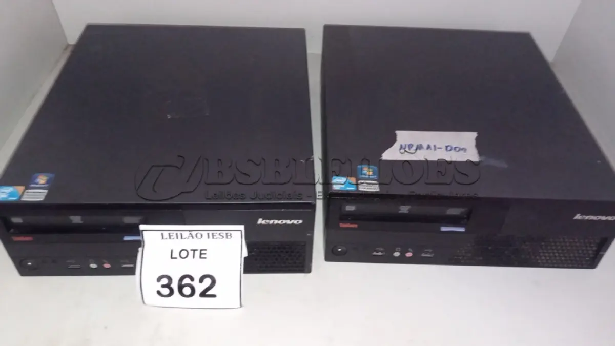 LOTE 362 - 02 CPUS LENOVO. (NO ESTADO) ATENÇÃO! FAZER A VISITAÇÃO ANTES DE ARREMATAR, NÃO SABEMOS SE FUNCIONA, LEILÃO NÃO TEM GARANTIA E NEM DEVOLUÇÃO, SUJEITO A POSSÍVEIS AVARIAS VISÍVEIS/OCULTAS E/OU AUSÊNCIA DE COMPONENTES.