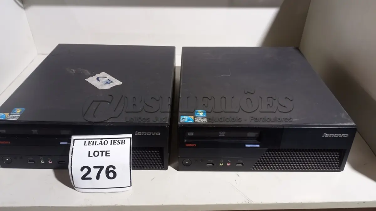 LOTE 276 - 02 CPUS LENOVO. (NO ESTADO) ATENÇÃO! FAZER A VISITAÇÃO ANTES DE ARREMATAR, NÃO SABEMOS SE FUNCIONA, LEILÃO NÃO TEM GARANTIA E NEM DEVOLUÇÃO, SUJEITO A POSSÍVEIS AVARIAS VISÍVEIS/OCULTAS E/OU AUSÊNCIA DE COMPONENTES.