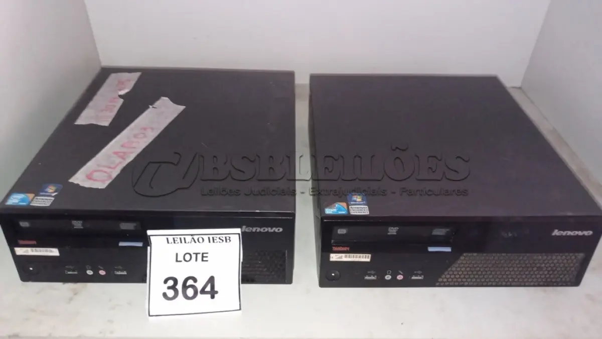 LOTE 364 - 02 CPUS LENOVO. (NO ESTADO) ATENÇÃO! FAZER A VISITAÇÃO ANTES DE ARREMATAR, NÃO SABEMOS SE FUNCIONA, LEILÃO NÃO TEM GARANTIA E NEM DEVOLUÇÃO, SUJEITO A POSSÍVEIS AVARIAS VISÍVEIS/OCULTAS E/OU AUSÊNCIA DE COMPONENTES.