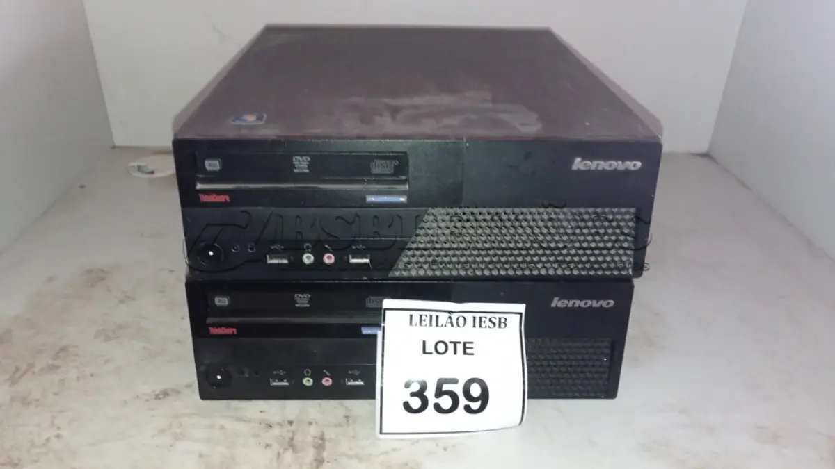 LOTE 359 - 02 CPUS LENOVO. (NO ESTADO) ATENÇÃO! FAZER A VISITAÇÃO ANTES DE ARREMATAR, NÃO SABEMOS SE FUNCIONA, LEILÃO NÃO TEM GARANTIA E NEM DEVOLUÇÃO, SUJEITO A POSSÍVEIS AVARIAS VISÍVEIS/OCULTAS E/OU AUSÊNCIA DE COMPONENTES.
