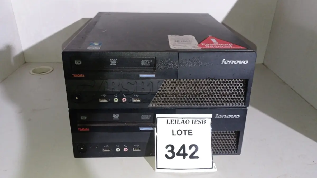 LOTE 342 - 02 CPUS LENOVO. (NO ESTADO) ATENÇÃO! FAZER A VISITAÇÃO ANTES DE ARREMATAR, NÃO SABEMOS SE FUNCIONA, LEILÃO NÃO TEM GARANTIA E NEM DEVOLUÇÃO, SUJEITO A POSSÍVEIS AVARIAS VISÍVEIS/OCULTAS E/OU AUSÊNCIA DE COMPONENTES.
