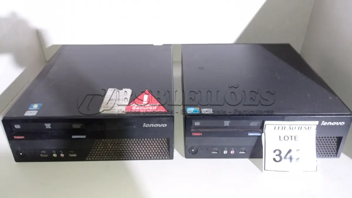 LOTE 342 - 02 CPUS LENOVO. (NO ESTADO) ATENÇÃO! FAZER A VISITAÇÃO ANTES DE ARREMATAR, NÃO SABEMOS SE FUNCIONA, LEILÃO NÃO TEM GARANTIA E NEM DEVOLUÇÃO, SUJEITO A POSSÍVEIS AVARIAS VISÍVEIS/OCULTAS E/OU AUSÊNCIA DE COMPONENTES.