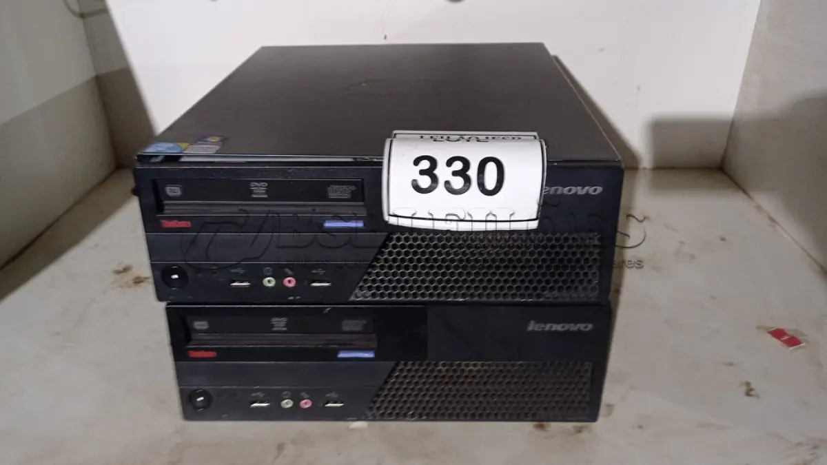 LOTE 330 - 02 CPUS LENOVO. (NO ESTADO) ATENÇÃO! FAZER A VISITAÇÃO ANTES DE ARREMATAR, NÃO SABEMOS SE FUNCIONA, LEILÃO NÃO TEM GARANTIA E NEM DEVOLUÇÃO, SUJEITO A POSSÍVEIS AVARIAS VISÍVEIS/OCULTAS E/OU AUSÊNCIA DE COMPONENTES.