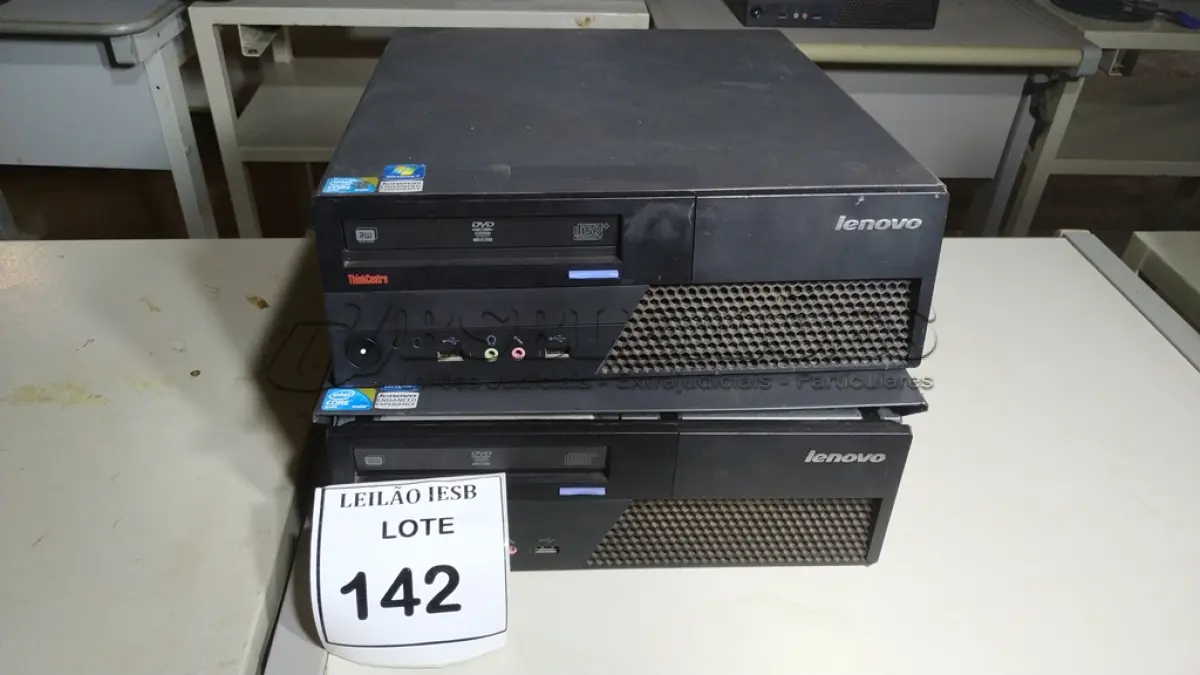LOTE 142 - 02 CPUS LENOVO. (NO ESTADO) ATENÇÃO! FAZER A VISITAÇÃO ANTES DE ARREMATAR, NÃO SABEMOS SE FUNCIONA, LEILÃO NÃO TEM GARANTIA E NEM DEVOLUÇÃO, SUJEITO A POSSÍVEIS AVARIAS VISÍVEIS/OCULTAS E/OU AUSÊNCIA DE COMPONENTES.