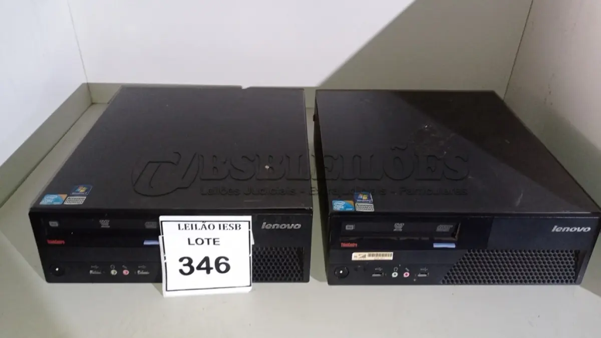 LOTE 346 - 02 CPUS LENOVO. (NO ESTADO) ATENÇÃO! FAZER A VISITAÇÃO ANTES DE ARREMATAR, NÃO SABEMOS SE FUNCIONA, LEILÃO NÃO TEM GARANTIA E NEM DEVOLUÇÃO, SUJEITO A POSSÍVEIS AVARIAS VISÍVEIS/OCULTAS E/OU AUSÊNCIA DE COMPONENTES.