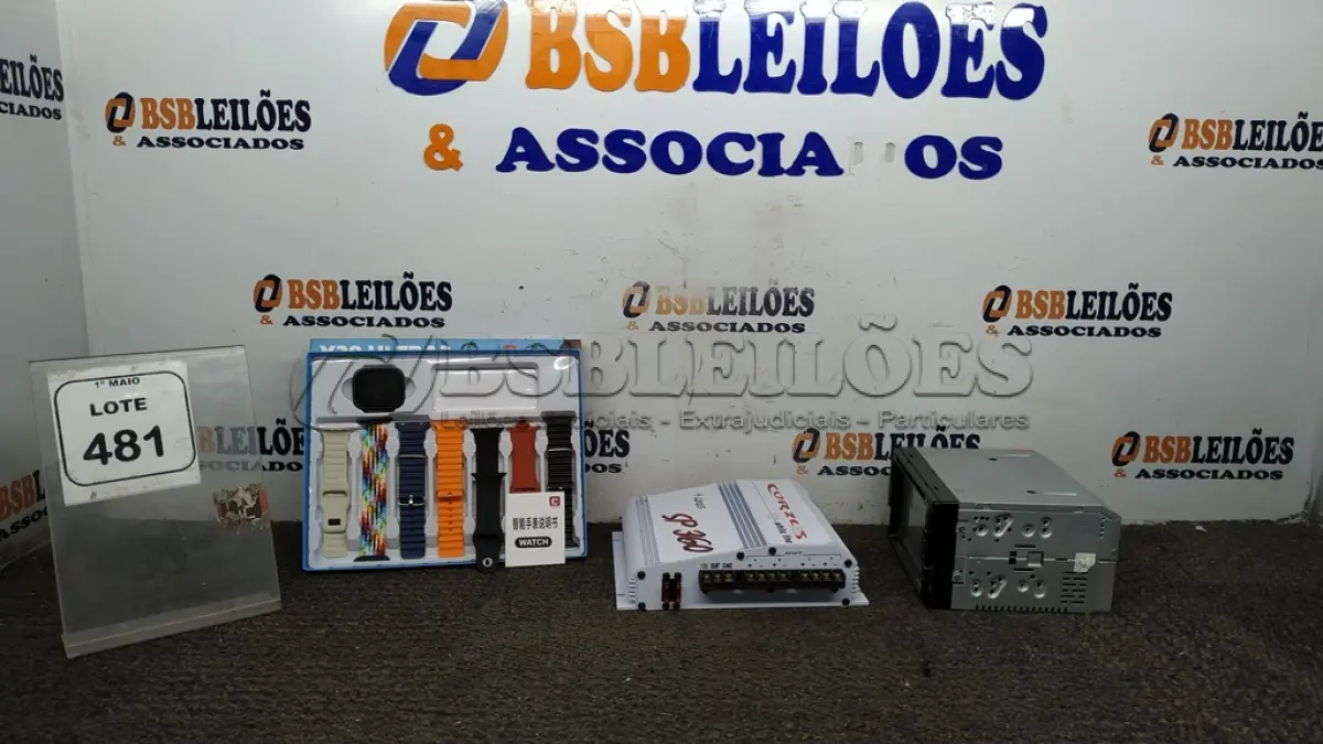 LOTE 481 - 01 SMARTWATCH COM 07 PULSEIRAS, 01 CENTRAL MULTIMIDIA COM GPS, TV E BLUETTOTH E 01 MODULO AUTOMOTIVO MARCA CORZUS. (NO ESTADO) ATENÇÃO! FAZER A VISITAÇÃO ANTES DE ARREMATAR, NÃO SABEMOS SE FUNCIONA, LEILÃO NÃO TEM GARANTIA E NEM DEVOLUÇÃO, SUJEITO A POSSÍVEIS AVARIAS VISÍVEIS/OCULTAS E/OU AUSÊNCIA DE COMPONENTES.