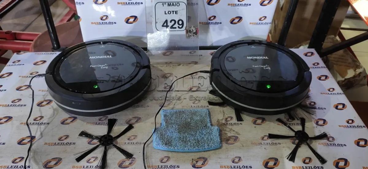 LOTE 429 - 02 ASPIRADORES ROBÔ MARCA MONDIAL. (NO ESTADO) ATENÇÃO! FAZER A VISITAÇÃO ANTES DE ARREMATAR, NÃO SABEMOS SE FUNCIONA, LEILÃO NÃO TEM GARANTIA E NEM DEVOLUÇÃO, SUJEITO A POSSÍVEIS AVARIAS VISÍVEIS/OCULTAS E/OU AUSÊNCIA DE COMPONENTES.