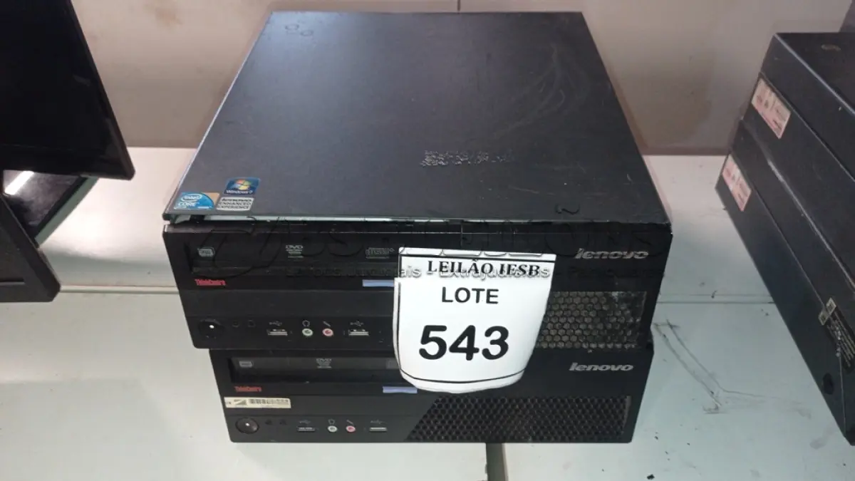 LOTE 543 - 02 CPUS LENOVO. (NO ESTADO) ATENÇÃO! FAZER A VISITAÇÃO ANTES DE ARREMATAR, NÃO SABEMOS SE FUNCIONA, LEILÃO NÃO TEM GARANTIA E NEM DEVOLUÇÃO, SUJEITO A POSSÍVEIS AVARIAS VISÍVEIS/OCULTAS E/OU AUSÊNCIA DE COMPONENTES.