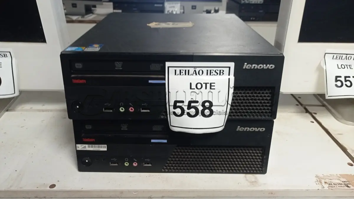 LOTE 558 - 02 CPUS LENOVO. (NO ESTADO) ATENÇÃO! FAZER A VISITAÇÃO ANTES DE ARREMATAR, NÃO SABEMOS SE FUNCIONA, LEILÃO NÃO TEM GARANTIA E NEM DEVOLUÇÃO, SUJEITO A POSSÍVEIS AVARIAS VISÍVEIS/OCULTAS E/OU AUSÊNCIA DE COMPONENTES.