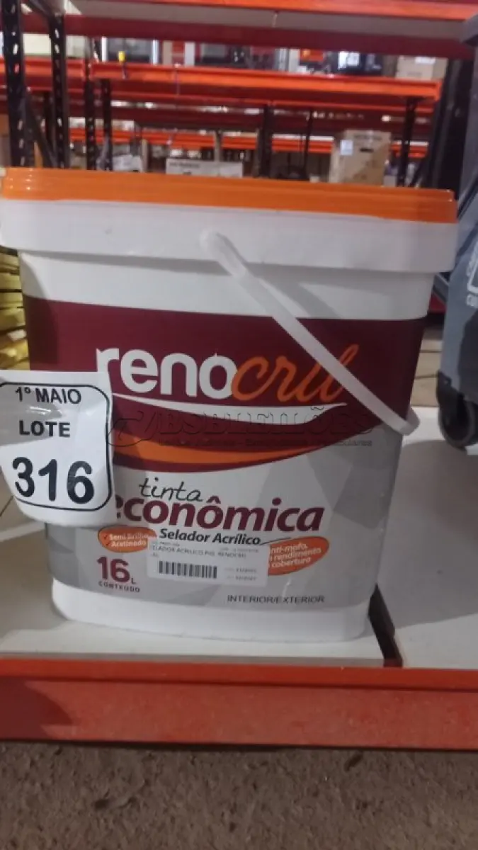 LOTE 316 - 01 BALDE DE SELADOR ACRÍLICO 16L INTERIOR/EXTERIOR MARCA RENOCRIL. (NO ESTADO) ATENÇÃO! FAZER A VISITAÇÃO ANTES DE ARREMATAR, NÃO SABEMOS SE FUNCIONA, LEILÃO NÃO TEM GARANTIA E NEM DEVOLUÇÃO, SUJEITO A POSSÍVEIS AVARIAS VISÍVEIS/OCULTAS E/OU AUSÊNCIA DE COMPONENTES.