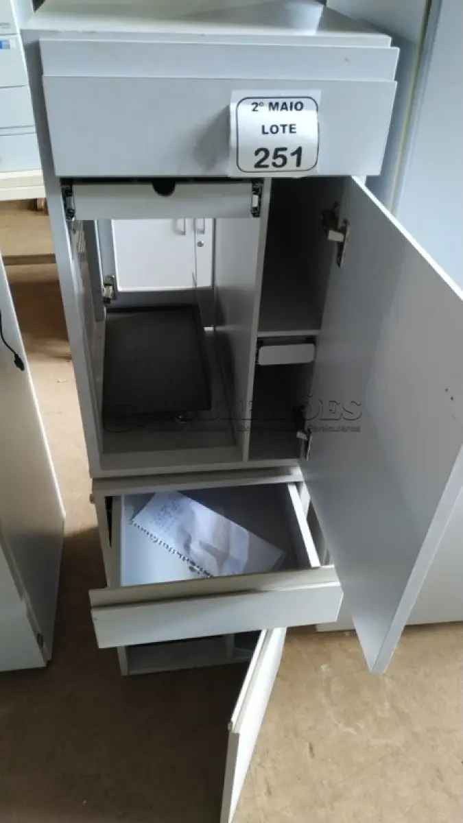 LOTE 251 - 02 ARMÁRIOS PARA CPU COM 01 PORTA E 01 GAVETA. (NO ESTADO) ATENÇÃO! FAZER A VISITAÇÃO ANTES DE ARREMATAR, NÃO SABEMOS SE FUNCIONA, LEILÃO NÃO TEM GARANTIA E NEM DEVOLUÇÃO, SUJEITO A POSSÍVEIS AVARIAS VISÍVEIS/OCULTAS E/OU AUSÊNCIA DE COMPONENTES.