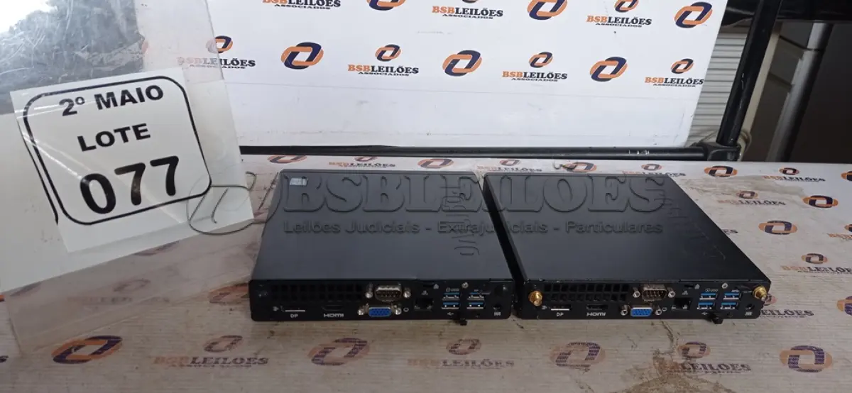 LOTE 077 - 02 MINIS PC SERIE ELITEDESK MARCA HP. (NO ESTADO) ATENÇÃO! FAZER A VISITAÇÃO ANTES DE ARREMATAR, NÃO SABEMOS SE FUNCIONA, LEILÃO NÃO TEM GARANTIA E NEM DEVOLUÇÃO, SUJEITO A POSSÍVEIS AVARIAS VISÍVEIS/OCULTAS E/OU AUSÊNCIA DE COMPONENTES.