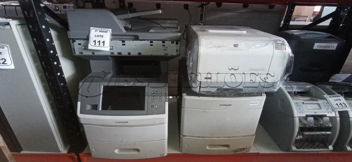 LOTE 111 - 03 IMPRESSORAS DE MARCAS E MODELOS DIVERSOS. (NO ESTADO) ATENÇÃO! FAZER A VISITAÇÃO ANTES DE ARREMATAR, NÃO SABEMOS SE FUNCIONA, LEILÃO NÃO TEM GARANTIA E NEM DEVOLUÇÃO, SUJEITO A POSSÍVEIS AVARIAS VISÍVEIS/OCULTAS E/OU AUSÊNCIA DE COMPONENTES.
