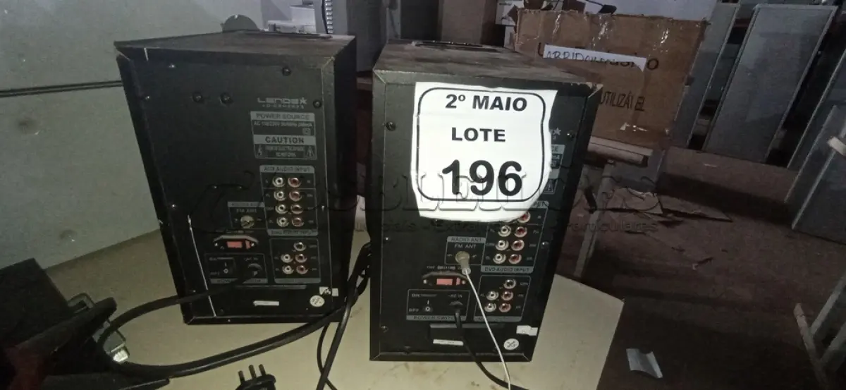 LOTE 196 - 02 SUBWOOFERS DE HOME THEATER MODELO LD-CSH5823 MARCA LENDEX. (NO ESTADO) ATENÇÃO! FAZER A VISITAÇÃO ANTES DE ARREMATAR, NÃO SABEMOS SE FUNCIONA, LEILÃO NÃO TEM GARANTIA E NEM DEVOLUÇÃO, SUJEITO A POSSÍVEIS AVARIAS VISÍVEIS/OCULTAS E/OU AUSÊNCIA DE COMPONENTES.