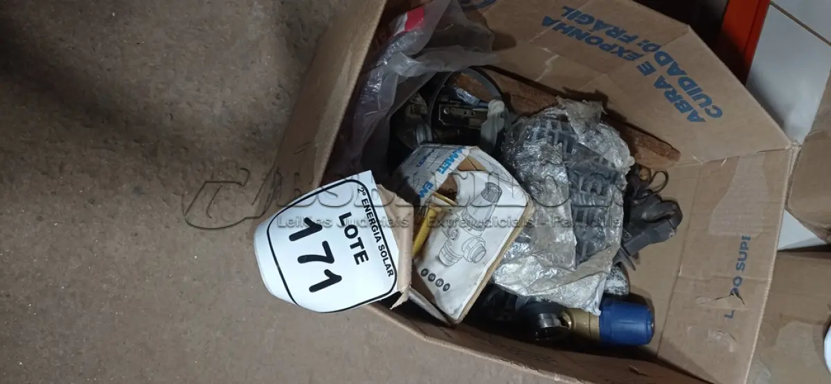 LOTE 171 - 01 CAIXA COM PARAFUSOS DIVERSOS, MARTELO, VÁLVULA DE PRESSÃO E 04 PONTEIROS. (NO ESTADO (NO ESTADO) ATENÇÃO! FAZER A VISITAÇÃO ANTES DE ARREMATAR, NÃO SABEMOS SE FUNCIONA, LEILÃO NÃO TEM GARANTIA E NEM DEVOLUÇÃO, SUJEITO A POSSÍVEIS AVARIAS VISÍVEIS/OCULTAS E/OU AUSÊNCIA DE COMPONENTES.