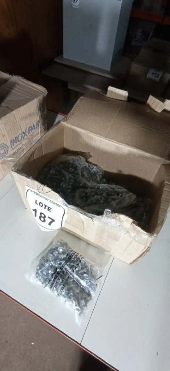 LOTE 187 - 01 CAIXA COM PARAFUSOS SEXTAVADOS AUTO BROCANTE 5.5X25. (NO ESTADO) ATENÇÃO! FAZER A VISITAÇÃO ANTES DE ARREMATAR, NÃO SABEMOS SE FUNCIONA, LEILÃO NÃO TEM GARANTIA E NEM DEVOLUÇÃO, SUJEITO A POSSÍVEIS AVARIAS VISÍVEIS/OCULTAS E/OU AUSÊNCIA DE COMPONENTES.