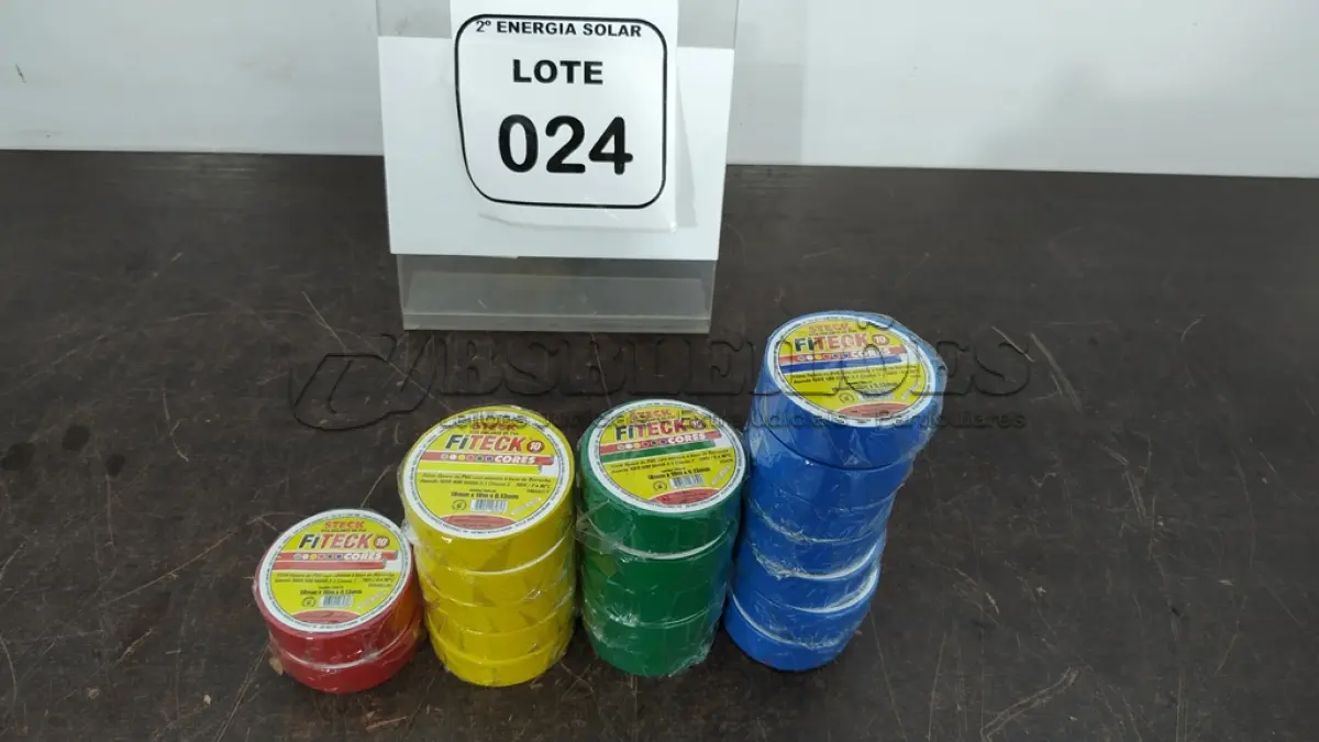 LOTE 024 - 05 FITAS ISOLANTES VERDE, 07 FITAS ISOLANTES AZUL, 05 FITAS ISOLANTES AMARELAS E 02 FITAS ISOLANTES VERMELHAS. (NO ESTADO) ATENÇÃO! FAZER A VISITAÇÃO ANTES DE ARREMATAR, NÃO SABEMOS SE FUNCIONA, LEILÃO NÃO TEM GARANTIA E NEM DEVOLUÇÃO, SUJEITO A POSSÍVEIS AVARIAS VISÍVEIS/OCULTAS E/OU AUSÊNCIA DE COMPONENTES.