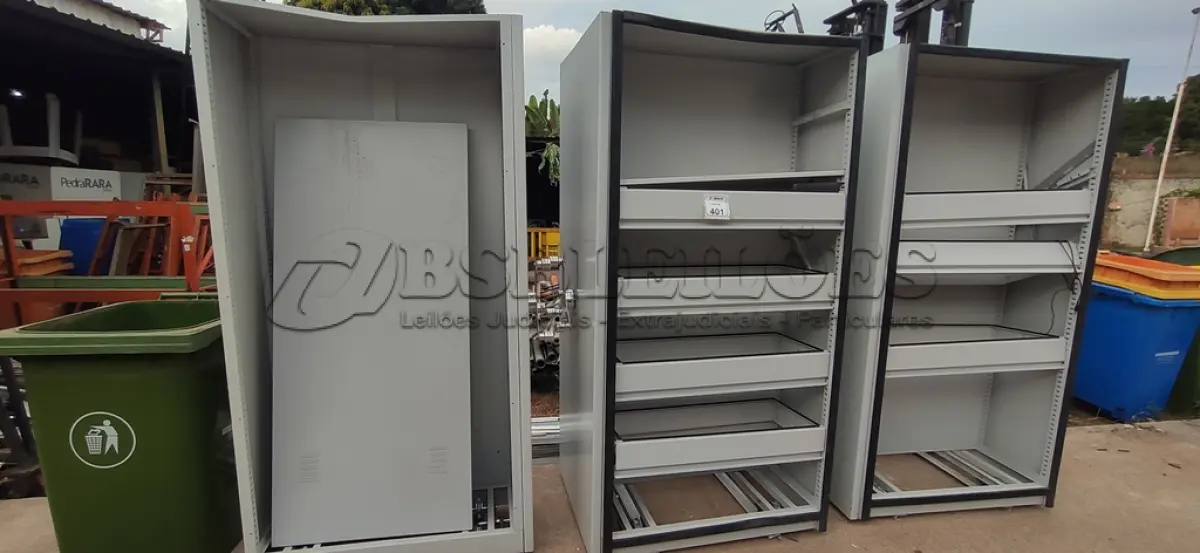 LOTE 401 - 03 ARQUIVOS DESLIZANTES DE AÇO INCOMPLETOS. (NO ESTADO) ATENÇÃO! FAZER A VISITAÇÃO ANTES DE ARREMATAR, NÃO SABEMOS SE FUNCIONA, LEILÃO NÃO TEM GARANTIA E NEM DEVOLUÇÃO, SUJEITO A POSSÍVEIS AVARIAS VISÍVEIS/OCULTAS E/OU AUSÊNCIA DE COMPONENTES.