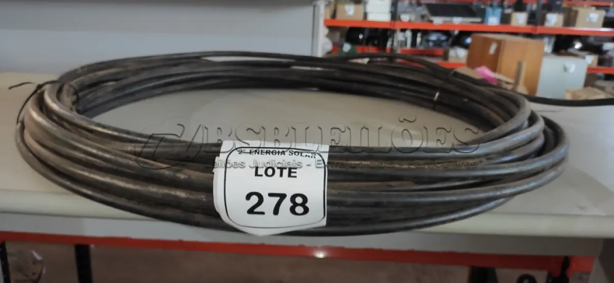 LOTE 278 - 38M DE CABO ISOLADO EM ALUMÍNIO PRETO 70MM. (NO ESTADO) ATENÇÃO! FAZER A VISITAÇÃO ANTES DE ARREMATAR, NÃO SABEMOS SE FUNCIONA, LEILÃO NÃO TEM GARANTIA E NEM DEVOLUÇÃO, SUJEITO A POSSÍVEIS AVARIAS VISÍVEIS/OCULTAS