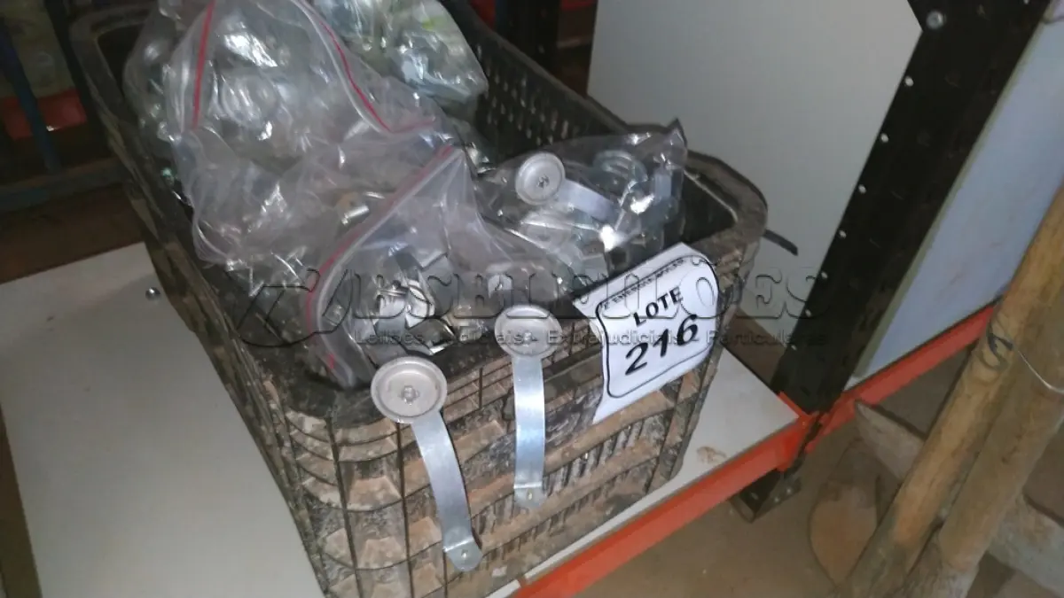 LOTE 216 - 01 CAIXA COM PARAFUSOS DIVERSOS E ABRAÇADEIRAS COPO. (NO ESTADO) ATENÇÃO! FAZER A VISITAÇÃO ANTES DE ARREMATAR, NÃO SABEMOS SE FUNCIONA, LEILÃO NÃO TEM GARANTIA E NEM DEVOLUÇÃO, SUJEITO A POSSÍVEIS AVARIAS VISÍVEIS/OCULTAS E/OU AUSÊNCIA DE COMPONENTES.